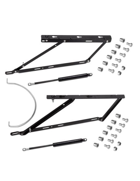 Emuca Set di meccanismi di sollevamento per letto canapè, apertura frontale, per letti da 135 cm, Acciaio, Verniciato nero