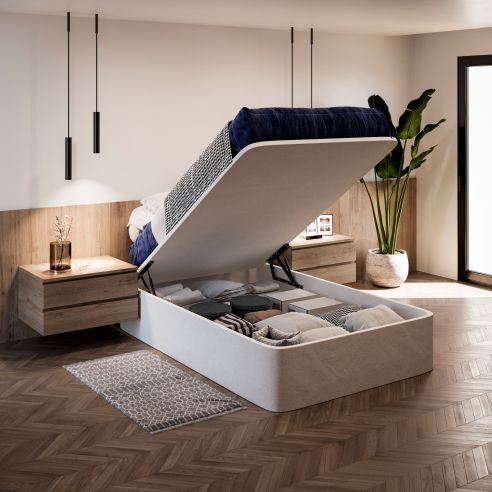 Emuca Set di meccanismi di sollevamento per letto canapè, apertura frontale, per letti da 135 cm, Acciaio, Verniciato nero