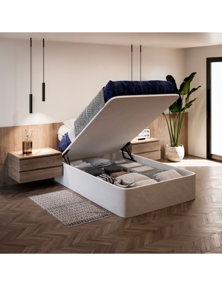 Emuca Set di meccanismi di sollevamento per letto canapè, apertura frontale, per letti da 135 cm, Acciaio, Verniciato nero