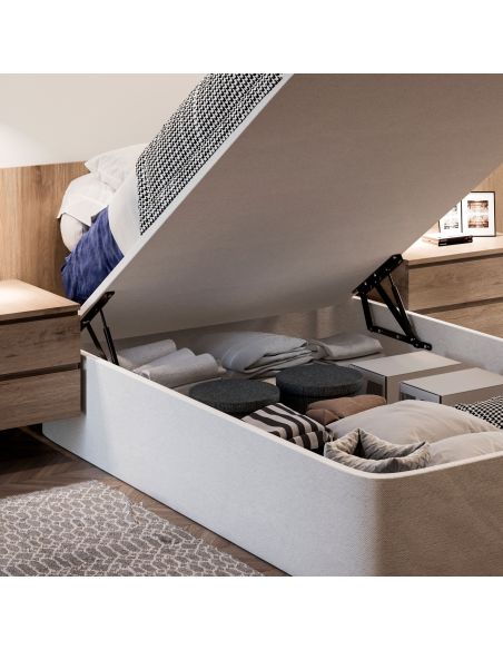 Emuca Set di meccanismi di sollevamento per letto canapè, apertura frontale, per letti da 135 cm, Acciaio, Verniciato nero