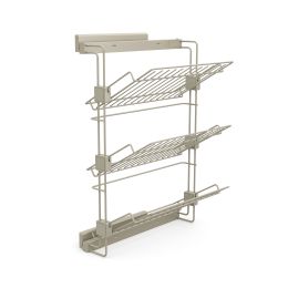 Emuca Porta scarpe estraibile laterale per armadi e cabine armadio Hack, Sinistra, Acciaio, Verniciato grigio pietra