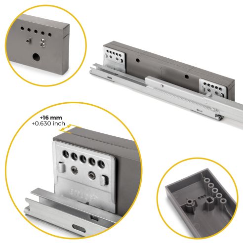 Emuca Set di 2 distanziale laterale per telaio Quartz, Tecnoplastica, Titanio