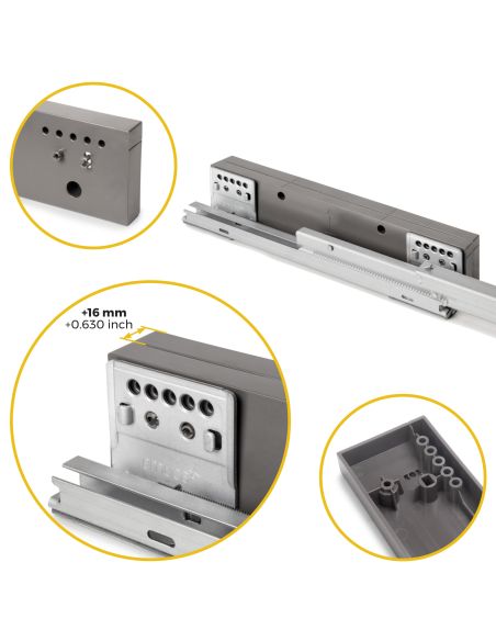 Emuca Set di 2 distanziale laterale per telaio Quartz, Tecnoplastica, Titanio