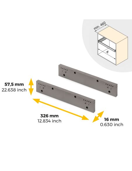 Emuca Set di 2 distanziale laterale per telaio Quartz, Tecnoplastica, Titanio