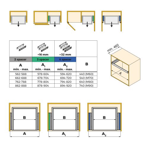Emuca Set di 2 distanziale laterale per telaio Quartz, Tecnoplastica, Titanio