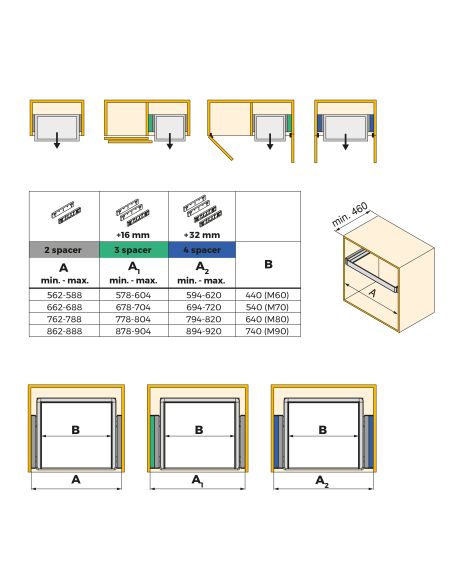 Emuca Set di 2 distanziale laterale per telaio Quartz, Tecnoplastica, Titanio