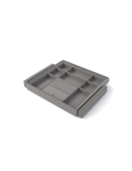 Emuca Kit cassetto organizzatore e telaio regolabile Quartz per armadi, chiusura ammortizzata e estrazione totale, modulo da 60 