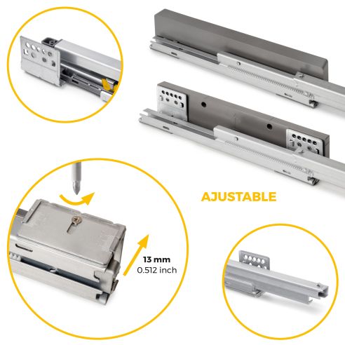 Emuca Kit cassetto organizzatore e telaio regolabile Quartz per armadi, chiusura ammortizzata e estrazione totale, modulo da 60 