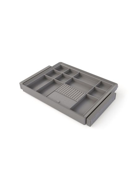 Emuca Kit cassetto organizzatore e telaio regolabile Quartz per armadi, chiusura ammortizzata e estrazione totale, modulo da 70 