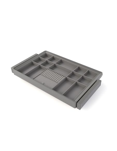 Emuca Kit cassetto organizzatore e telaio regolabile Quartz per armadi, chiusura ammortizzata e estrazione totale, modulo da 80 