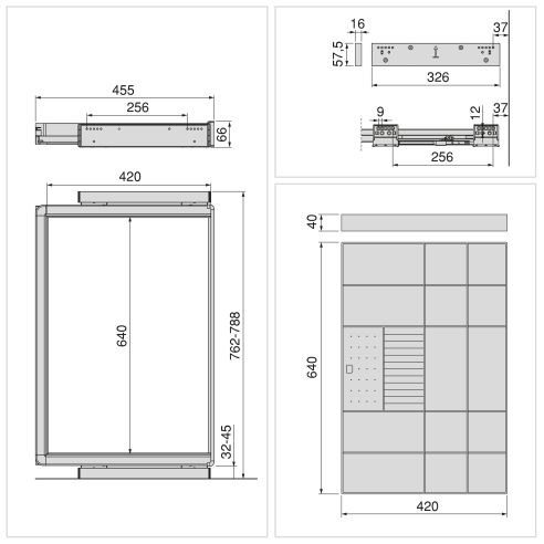 Emuca Kit cassetto organizzatore e telaio regolabile Quartz per armadi, chiusura ammortizzata e estrazione totale, modulo da 80 
