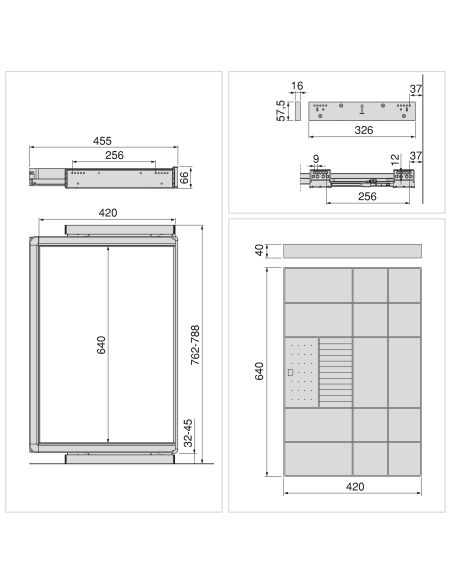 Emuca Kit cassetto organizzatore e telaio regolabile Quartz per armadi, chiusura ammortizzata e estrazione totale, modulo da 80 