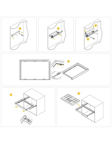 Emuca Kit cassetto organizzatore e telaio regolabile Quartz per armadi, chiusura ammortizzata e estrazione totale, modulo da 80 