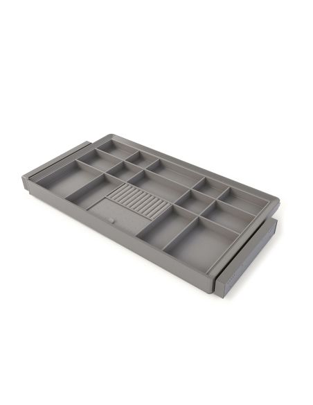 Emuca Kit cassetto organizzatore e telaio regolabile Quartz per armadi, chiusura ammortizzata e estrazione totale, modulo da 90 