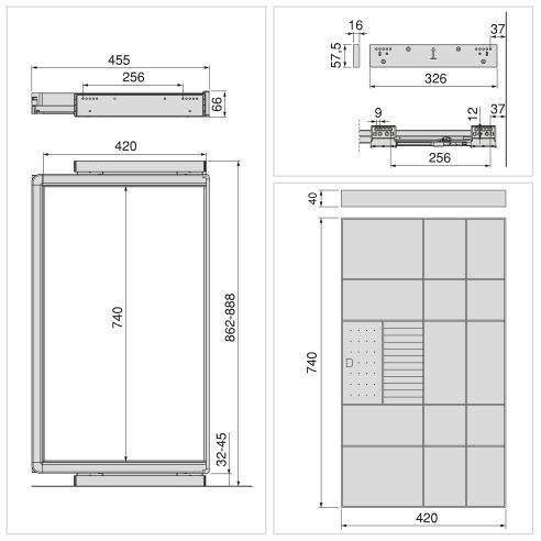 Emuca Kit cassetto organizzatore e telaio regolabile Quartz per armadi, chiusura ammortizzata e estrazione totale, modulo da 90 