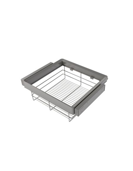 Emuca Kit cassetto in filo metallico e telaio regolabile Quartz per armadi, chiusura ammortizzata e estrazione totale, 60 cm