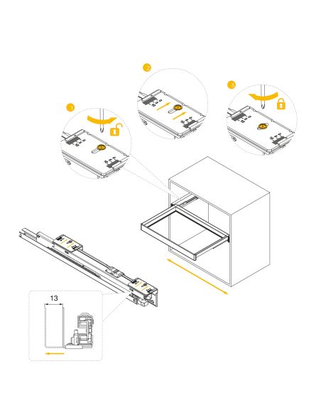 Emuca Kit cassetto in filo metallico e telaio regolabile Quartz per armadi, chiusura ammortizzata e estrazione totale, 60 cm
