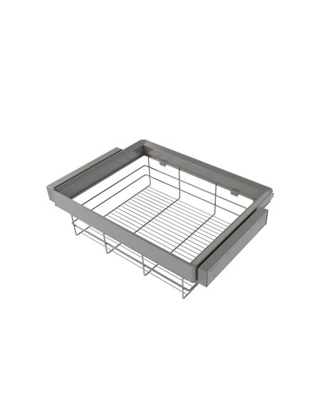 Emuca Kit cassetto in filo metallico e telaio regolabile Quartz per armadi, chiusura ammortizzata e estrazione totale, 70 cm