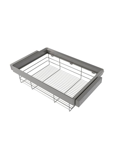 Emuca Kit cassetto in filo metallico e telaio regolabile Quartz per armadi, chiusura ammortizzata e estrazione totale, 80 cm