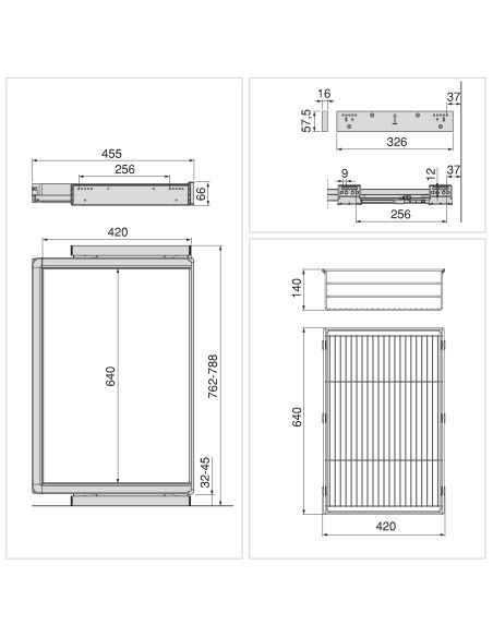 Emuca Kit cassetto in filo metallico e telaio regolabile Quartz per armadi, chiusura ammortizzata e estrazione totale, 80 cm