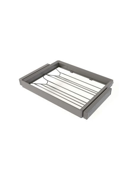 Emuca Kit  cassetto portascarpe e telaio regolabile Quartz per armadi, chiusura ammortizzata e estrazione totale, modulo 70 cm