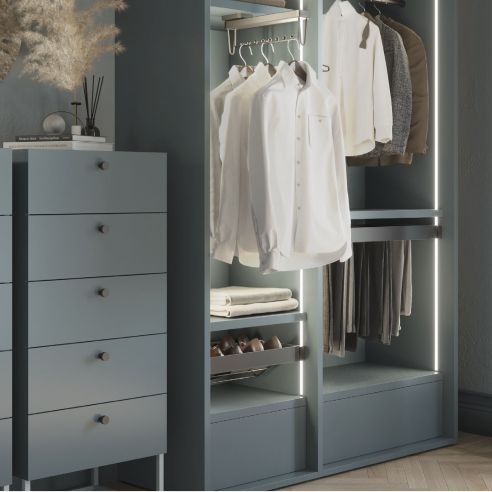 Emuca Kit  cassetto portascarpe e telaio regolabile Quartz per armadi, chiusura ammortizzata e estrazione totale, modulo 80 cm