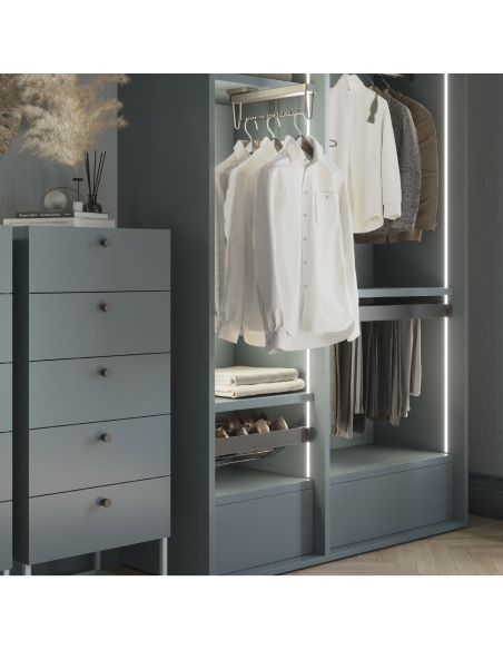 Emuca Kit  cassetto portascarpe e telaio regolabile Quartz per armadi, chiusura ammortizzata e estrazione totale, modulo 80 cm