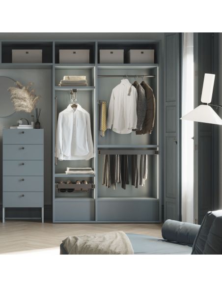 Emuca Kit  cassetto portascarpe e telaio regolabile Quartz per armadi, chiusura ammortizzata e estrazione totale, modulo 80 cm