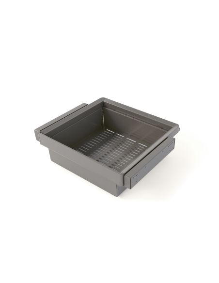 Emuca Kit  cassetto metallico e telaio regolabile Quartz per armadi, chiusura ammortizzata e estrazione totale, modulo 60 cm