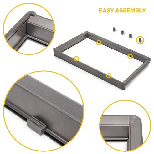 Emuca Kit  cassetto metallico e telaio regolabile Quartz per armadi, chiusura ammortizzata e estrazione totale, modulo 60 cm