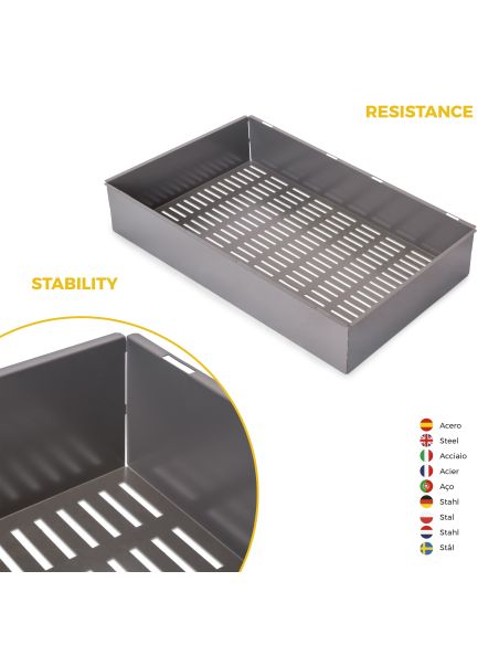 Emuca Kit  cassetto metallico e telaio regolabile Quartz per armadi, chiusura ammortizzata e estrazione totale, modulo 80 cm