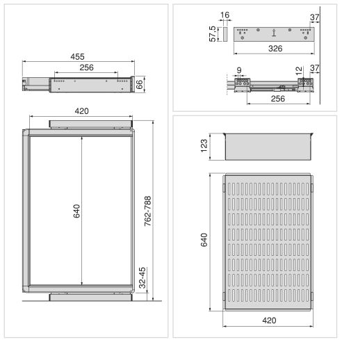 Emuca Kit  cassetto metallico e telaio regolabile Quartz per armadi, chiusura ammortizzata e estrazione totale, modulo 80 cm
