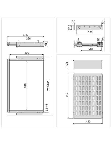 Emuca Kit  cassetto metallico e telaio regolabile Quartz per armadi, chiusura ammortizzata e estrazione totale, modulo 80 cm