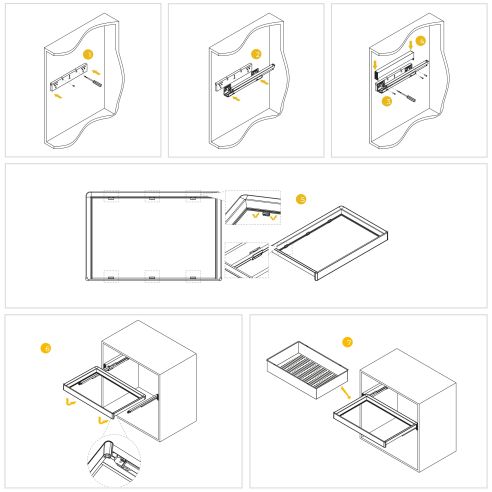 Emuca Kit  cassetto metallico e telaio regolabile Quartz per armadi, chiusura ammortizzata e estrazione totale, modulo 80 cm