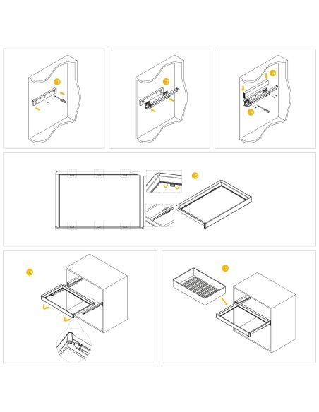 Emuca Kit  cassetto metallico e telaio regolabile Quartz per armadi, chiusura ammortizzata e estrazione totale, modulo 80 cm