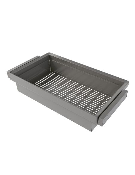 Emuca Kit  cassetto metallico e telaio regolabile Quartz per armadi, chiusura ammortizzata e estrazione totale, modulo 90 cm