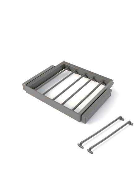 Emuca Kit  portapantaloni a 7 aste e telaio regolabile Quartz per armadi, chiusura ammortizzata e estrazione totale, modulo 60cm