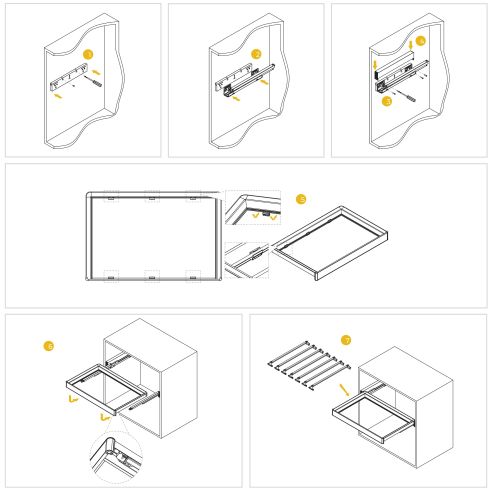 Emuca Kit  portapantaloni a 7 aste e telaio regolabile Quartz per armadi, chiusura ammortizzata e estrazione totale, modulo 60cm