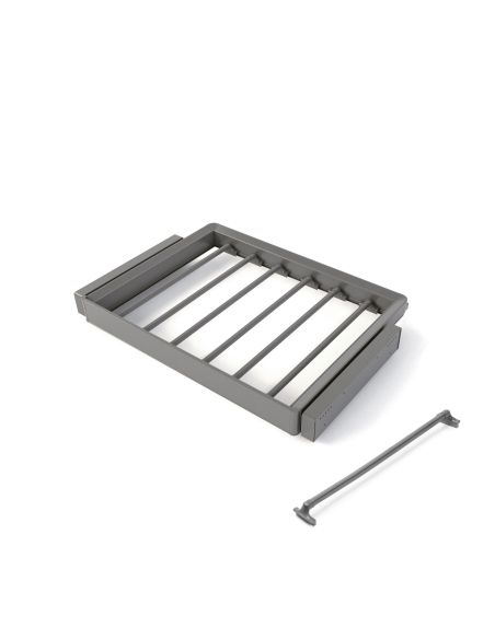 Emuca Kit  portapantaloni a 7 aste e telaio regolabile Quartz per armadi, chiusura ammortizzata e estrazione totale, modulo 70cm