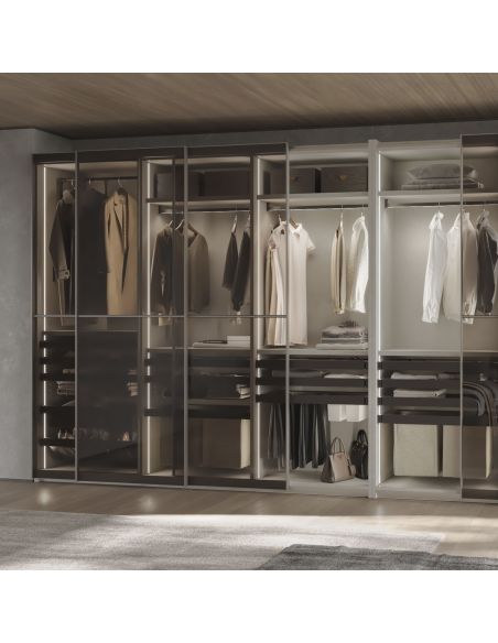 Emuca Kit  portapantaloni a 7 aste e telaio regolabile Quartz per armadi, chiusura ammortizzata e estrazione totale, modulo 70cm