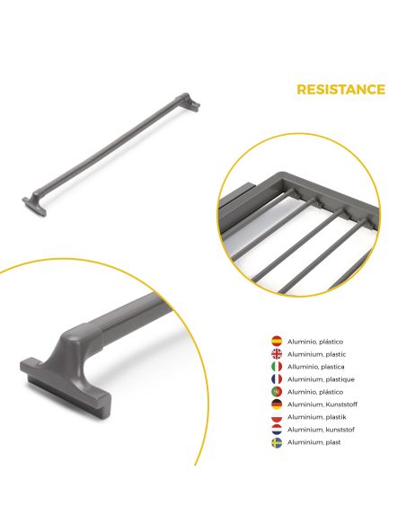 Emuca Kit  portapantaloni a 7 aste e telaio regolabile Quartz per armadi, chiusura ammortizzata e estrazione totale, modulo 70cm