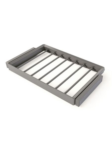 Emuca Kit  portapantaloni a 7 aste e telaio regolabile Quartz per armadi, chiusura ammortizzata e estrazione totale, modulo 80cm