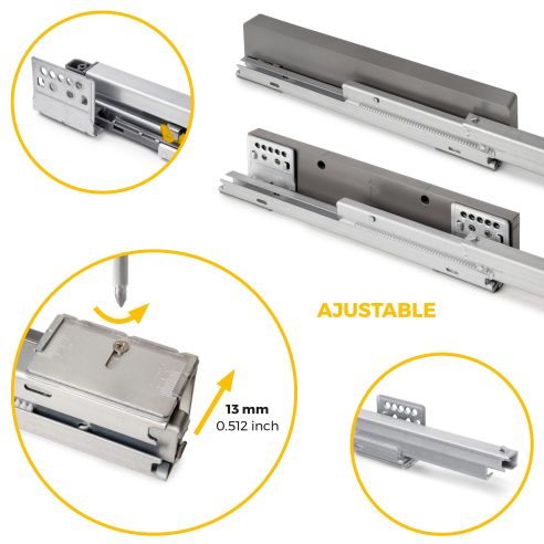 Emuca Kit  portapantaloni a 7 aste e telaio regolabile Quartz per armadi, chiusura ammortizzata e estrazione totale, modulo 80cm