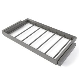 Emuca Kit  portapantaloni a 7 aste e telaio regolabile Quartz per armadi, chiusura ammortizzata e estrazione totale, modulo 90cm
