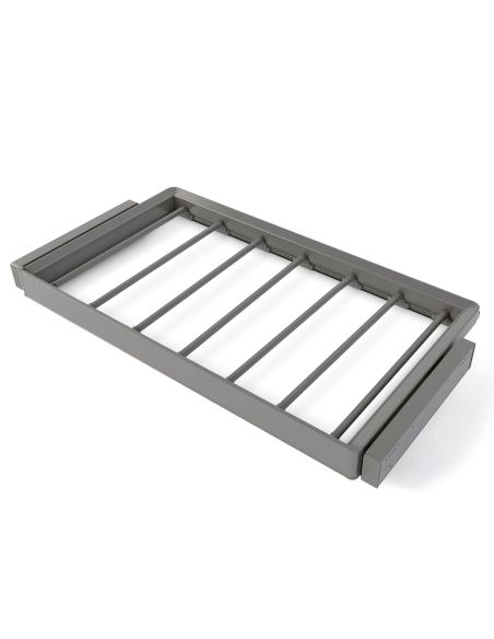 Emuca Kit  portapantaloni a 7 aste e telaio regolabile Quartz per armadi, chiusura ammortizzata e estrazione totale, modulo 90cm