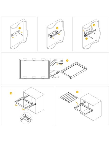 Emuca Kit  portapantaloni a 7 aste e telaio regolabile Quartz per armadi, chiusura ammortizzata e estrazione totale, modulo 90cm