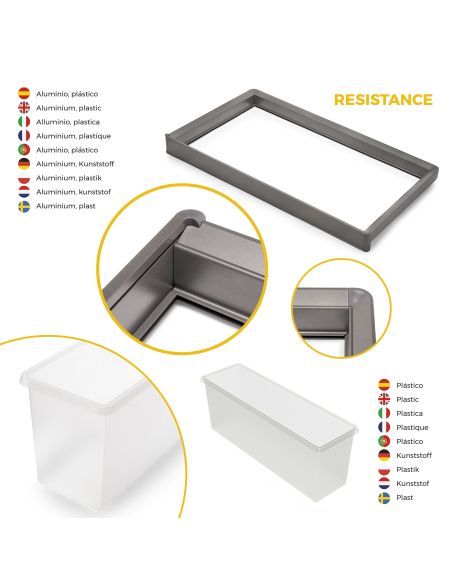 Emuca Kit  vassoio ausiliario, cesto portabiancheria e telaio regolabile Quartz per armadi, chiusura ammortizzata