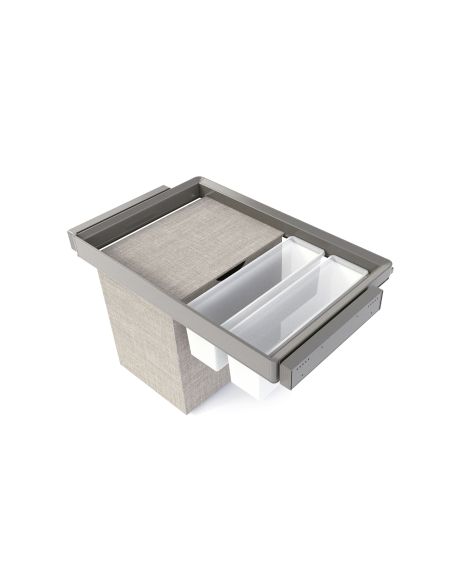 Emuca Kit  2 vassoio ausiliario, 1 cesto portabiancheria e telaio regolabile Quartz per armadi, chiusura ammortizzata