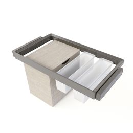 Emuca Kit  2 vassoio ausiliario, 1 cesto portabiancheria e telaio regolabile Quartz per armadi, chiusura ammortizzata