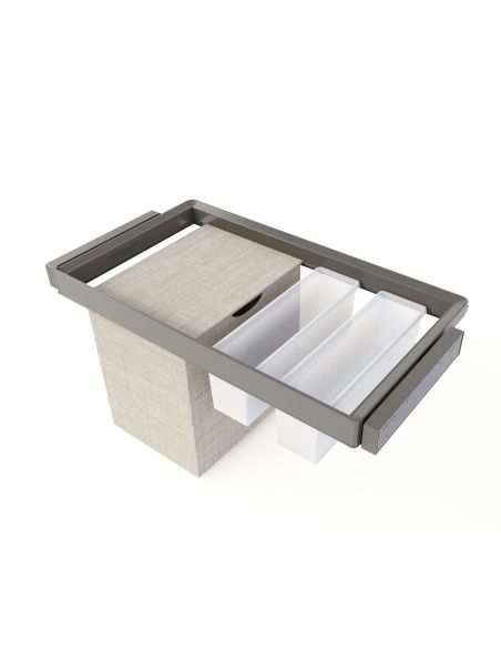 Emuca Kit  2 vassoio ausiliario, 1 cesto portabiancheria e telaio regolabile Quartz per armadi, chiusura ammortizzata